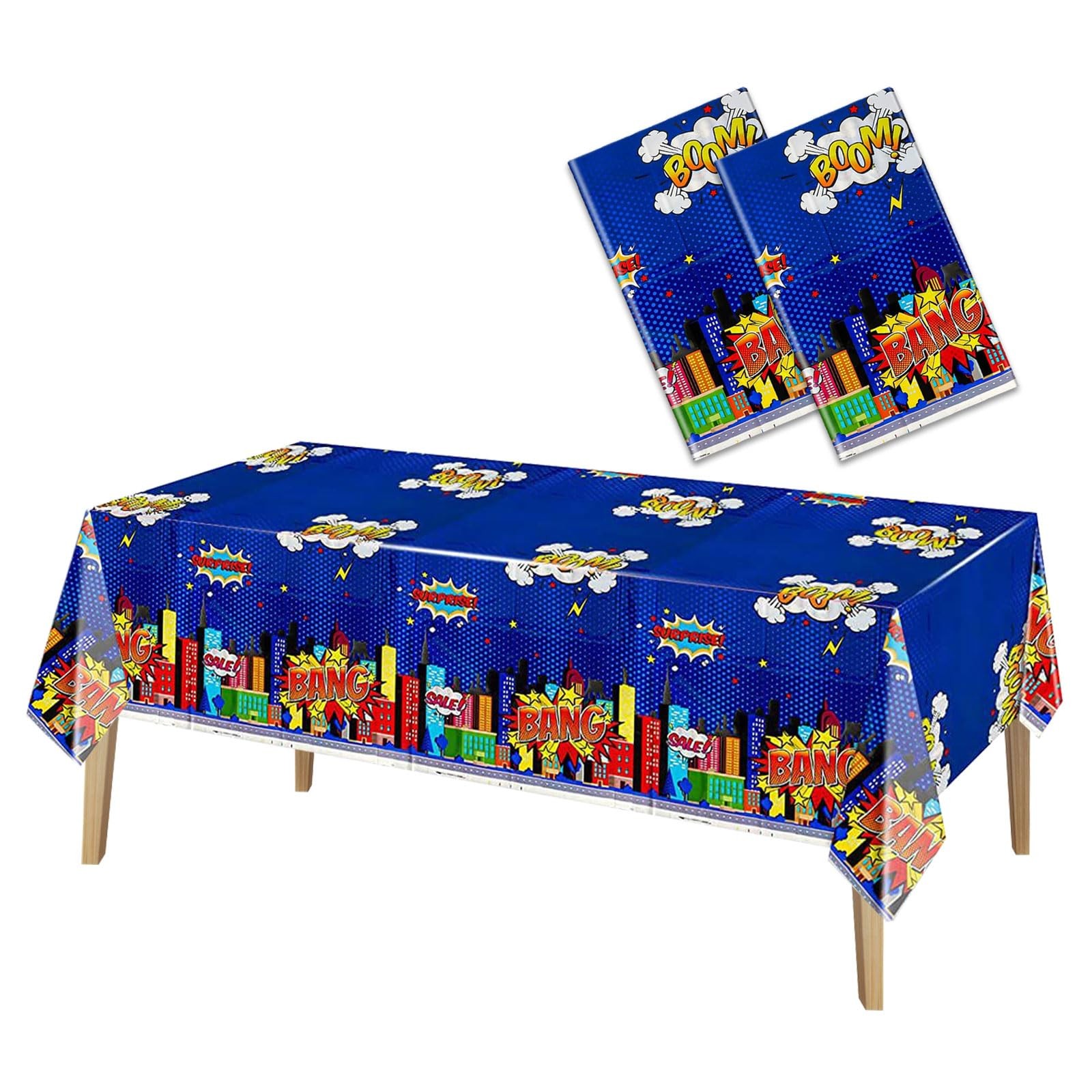 Superhero Plastic Tablecloth 2 Pack 51 x 87 Inches Superhero