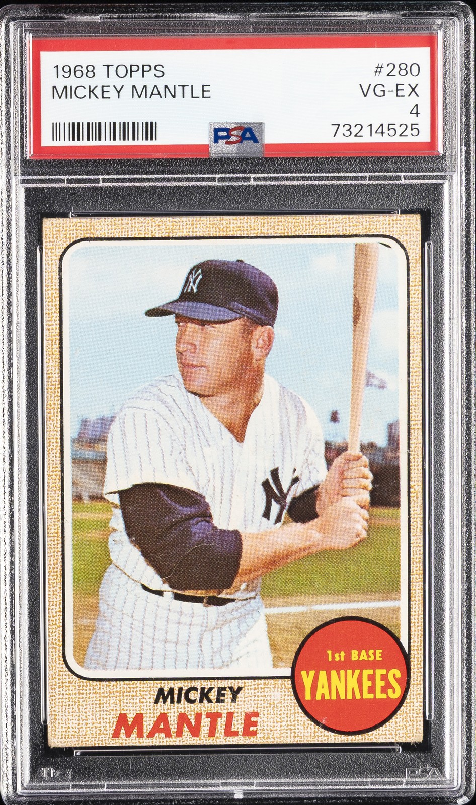1968 TOPPS #280 MICKEY MANTLE PSA 4 view 1