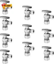 10-Pack  Angle Stop Valve 1/2 Nominal (5/8 OD) Compression X 3/8" OD, 1/4......