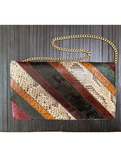 Bags by Varon Vintage Multicolor Snakeskin Leather Shoulder Bag Clutch Purse