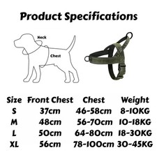 Tactical Dog Harness No Pull 1000D Nylon Large Dogs Handle Reflective Vest