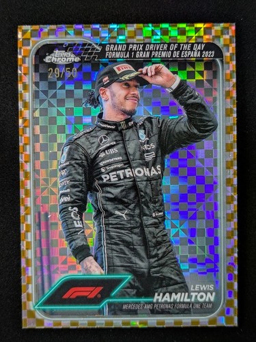 2024 Topps Chrome F1 LEWIS HAMILTON 29/50 Gold Checker Flag Mercedes-AMG #165