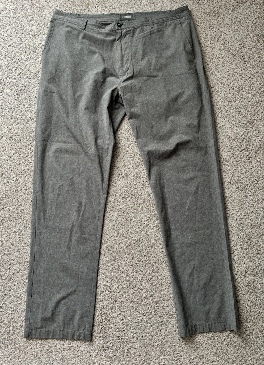 Linksoul Pants Mens Size 40x34 Long Gray Green Lightweight Performance Pants #1