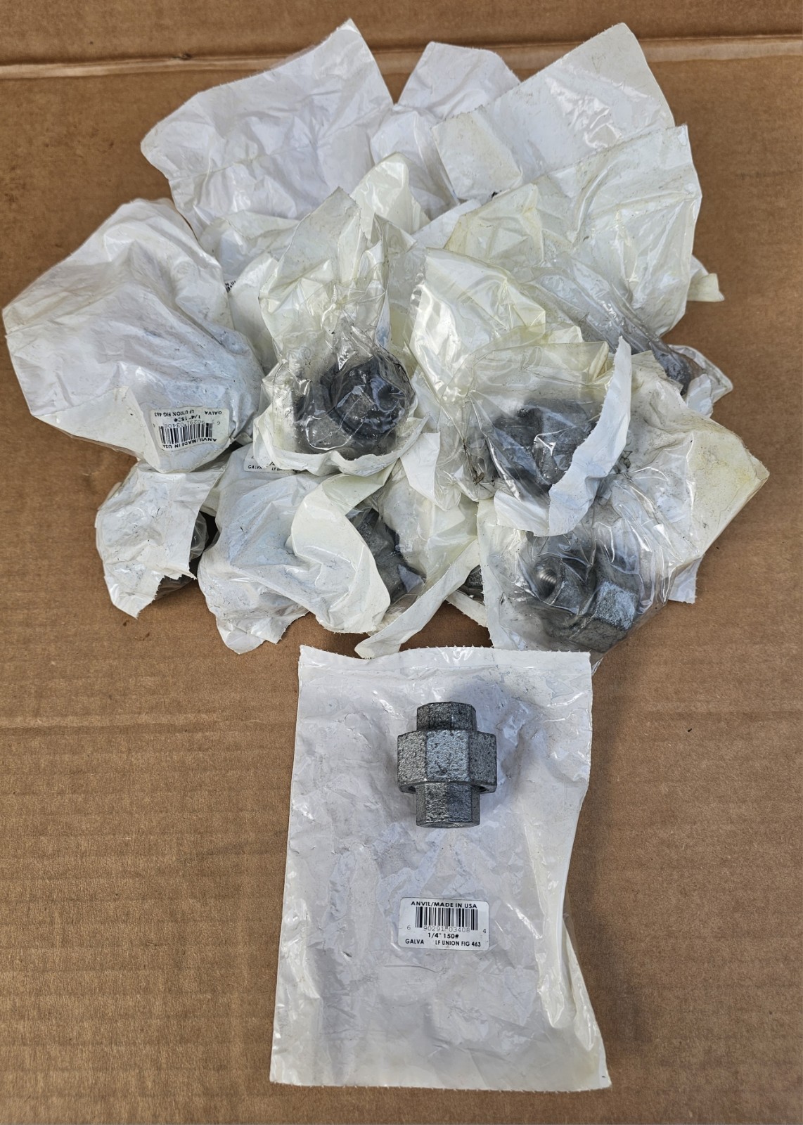 (19) Anvil 1/4 in. 150# FPT X 1/4 in. D FPT Galvanized Malleable Iron LF Union