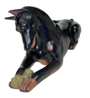 Doberman Figure Statue Dobie Dobermann Pinscher Black Dog H7.5 x 17 x 5 
