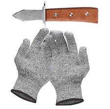 Coltello per Ostriche Set Coltello Apri Ostriche 17 cm Manico in Quercia Acciaio