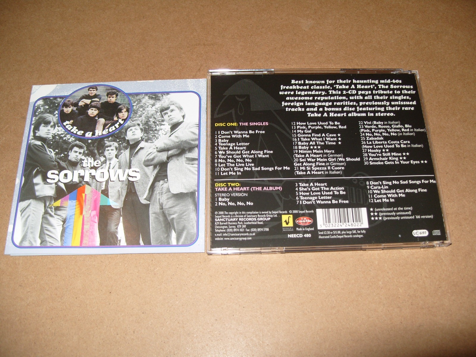 The Sorrows -Take A Heart - 2000-CD NEAR MINT /INLAYS EXCELLENT+ CONDITION. (M6)