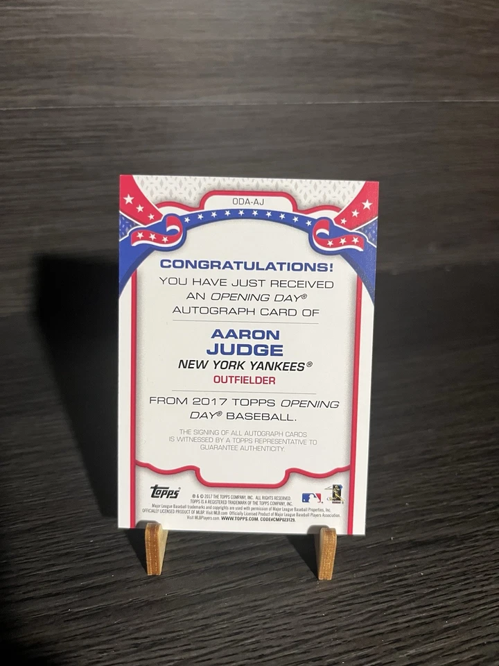 2017 Topps Opening Day Aaron Judge Rookie Auto RC RARE #ODA-AJ - Image 2 of 2