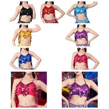 Belly Dance Tassel Crop Top Easy to Wear Sequin Party Club Wear Lace up