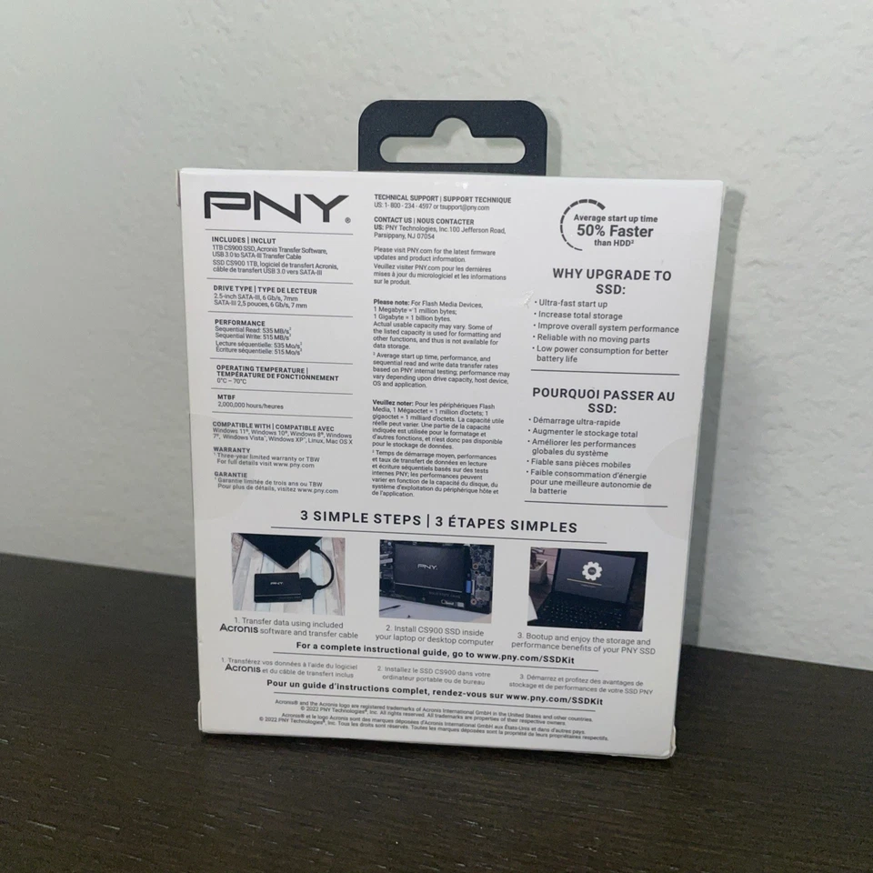 NEW - PNY  1TB Solid State Internal Drive Complete SSD Upgrade Kit CS900 2.5” - Image 2 of 3
