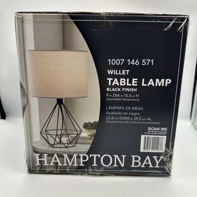 Hampton Bay Willet 15.5 in. Black Cage Accent Table Lamp
