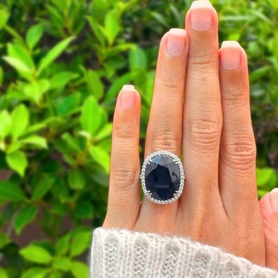 Authentic 4.00Ct Oval Cut Natural Blue Sapphire Her Wedding Ring 14K White Gold