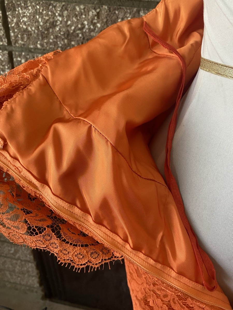 Vintage 1950s Lilli Diamond Orange Lace Wiggle Dress On Off