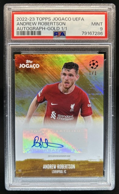 2022-23 Topps Jogaco UEFA Andrew Robertson Gold Auto Autograph #1/1 PSA 9