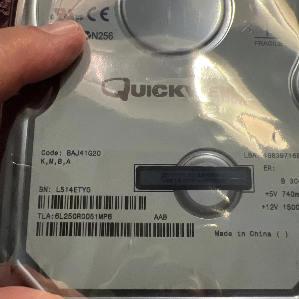 Maxtor Quickview 6L250R0 250GB IDE Hard Drive Code: BAJ41G20 K,M,B,  Mew - Image 3 of 3