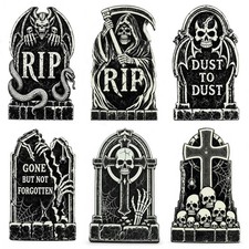 6 Pcs Halloween Decor Outdoor Graveyard Glow in The Dark Tombstones