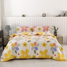 3PCS Comforter Set Soft Microfiber Lightweight Cute Full Colorful Floral