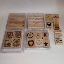Lot Of 28 Stampin Up Mounted Wooden Rubber Stamps Mixed Themes And Sizes