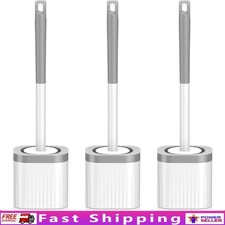 Toilet Brush Set Ergonomic Handle 360 Degree Cleaning Anti-Splash Base New