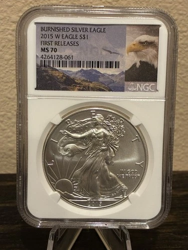 2015-W  American Silver Eagle NGC MS 70 First Releases BURNISHED