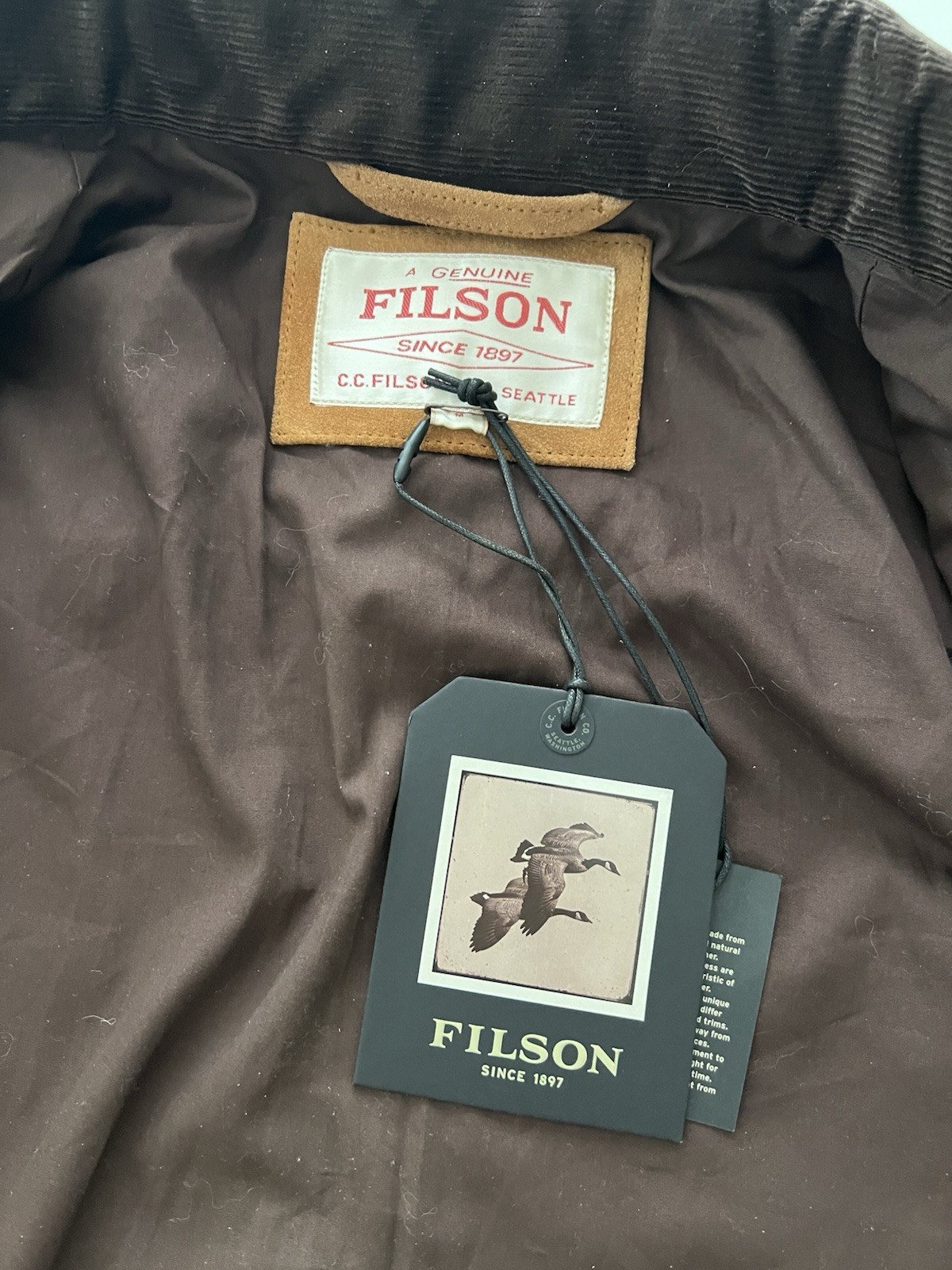 Filson Roughout Short Cruiser Leather Suede Jacket Saddle Brown Men Medium image 8