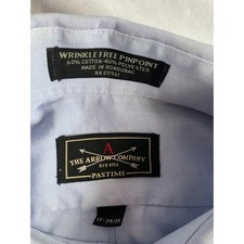Arrow Company Mens Wrinkle Free Pinpoint Button Down Shirt LXL Light Blue