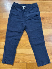 Janie  Jack Boys Size 3 Linen/Cotton Blend Long Pants Blue Pull-On Pockets