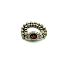 Vintage 925 Sterling Silver Garnet Beaded Chain Ring - Size 9.5