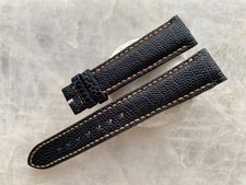 19mm/16mm Genuine Ostrich Leather Padded Watch Strap Band - Black Color