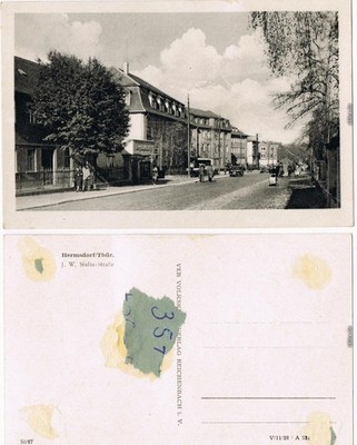 Hermsdorf (Thüringen) J.-W. Stalinstraße Ansichtskarte b Eisenberg 1955