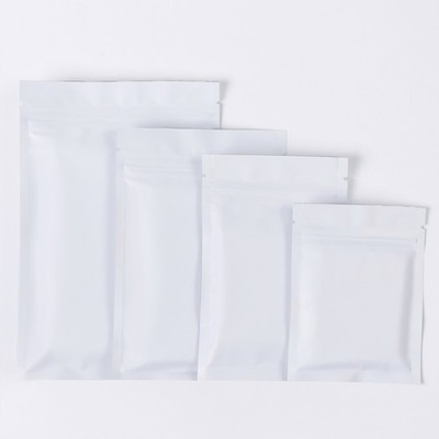 Mixed Sizes Flat White Metallic Mylar Reusable Zip Pouch Lightweight for Flower