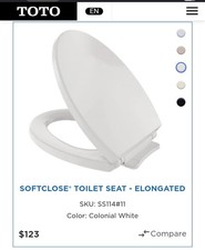 TOTO SS11401 SoftClose Elongated Toilet Seat Colonial White Brand New 
