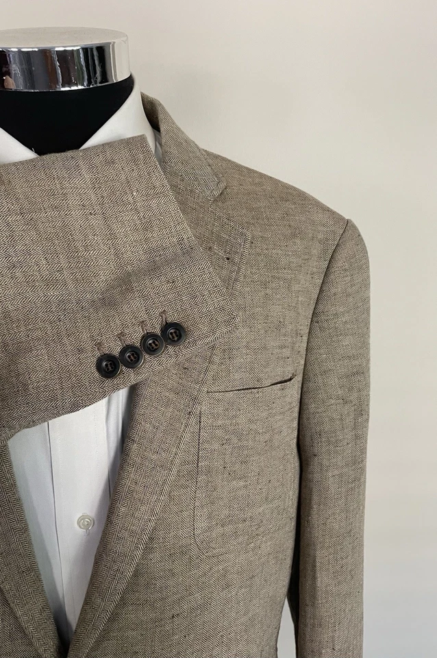 Blazer Chaqueta Blazer Abrigo Deportivo Orvis Hombres Dos Botones Espiga Lino Talla 44R Foto 4 de 4