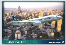 Mexicana Airbus A320 Over Mexico City Postcard Vintage Airline Promo