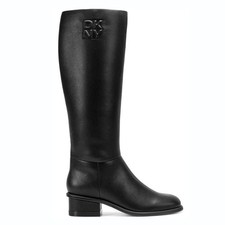 NEW $229 DKNY Black Grained Vegan-Leather 'Manda' Tall Boots, Sz 7.5