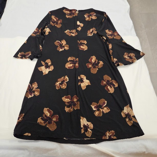 Tommy Hilfiger Women's Black Brown Floral Print Long Sleeve Dress Size 10P NWT thumbnail 5