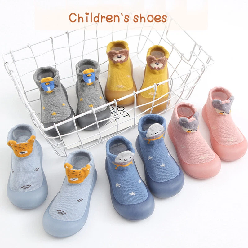 Baby Toddler Cute Cartoon Knitted Floor Socks Anti Slip Rubber Sole Shoes Socks