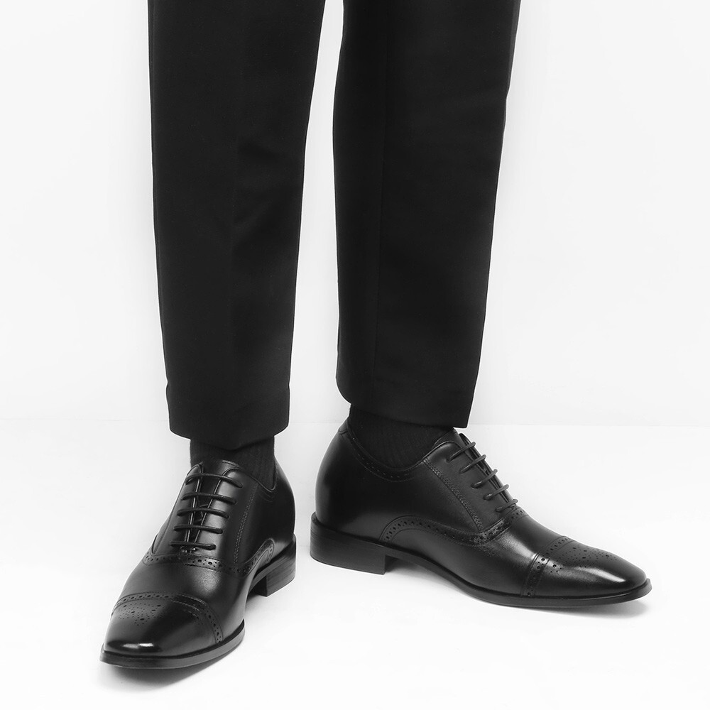 US6.5 CHAMARIPA Elevator Shoes Men Black Oxford Dress Shoes increase 7cm/2.7\