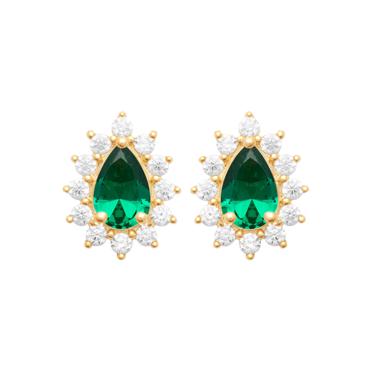Boucles d'oreilles gouttes plaqué or 18 carats et zirconium pour femme