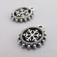 Snowflake Charms - 15mm Antiqued Silver Plated Pendants C7262 - 10, 20 Or 50PCs