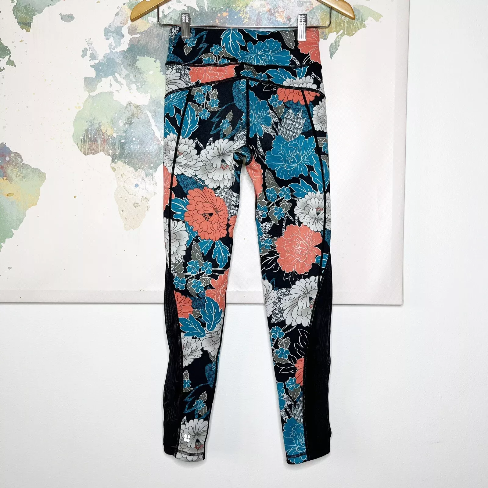 sweaty-betty chandrasana floral mesh reversible leggings