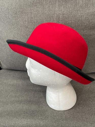 Cappello Fedora Vintage Tina Too Bollman Donna Rosso 100% Lana Doeskin Feltro Made in USA - Foto 2 di 9