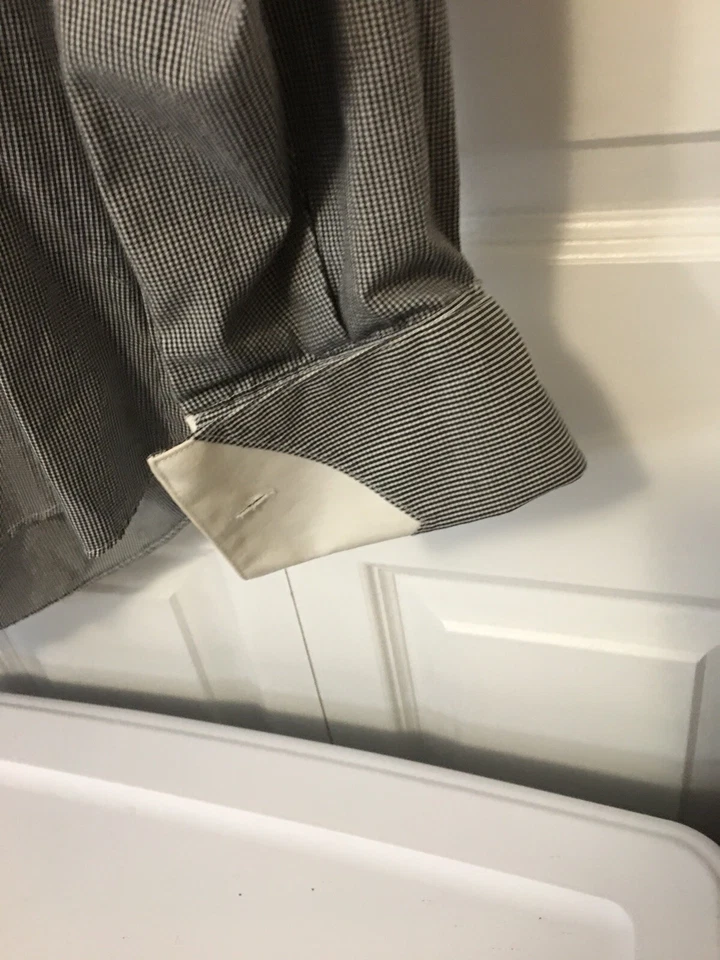 Italo Mondo Mens Sz 15 1/2 32/33 Button Up Dress Shirt French Cuffs Black White - Image 4 of 4