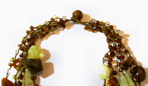 18" Brown Multi-Strand Knitted Necklace - Picture 6 of 7