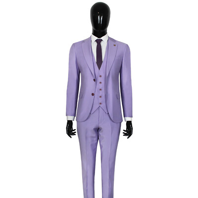 Slim Fit Herrenanzug mit Weste  in Lila / Flieder - Hochzeit-Bühne-Anzug-Sakko