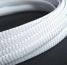 Ø4~16mm White-Silver Braided Sleeving Cable Harness Sheathing Expandable Sleeve