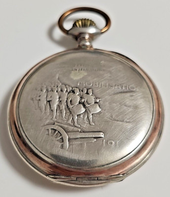 0.800 Union Horlogere Ancre Precision Mobilisation Taschenuhr Pocket Watch-Spz9