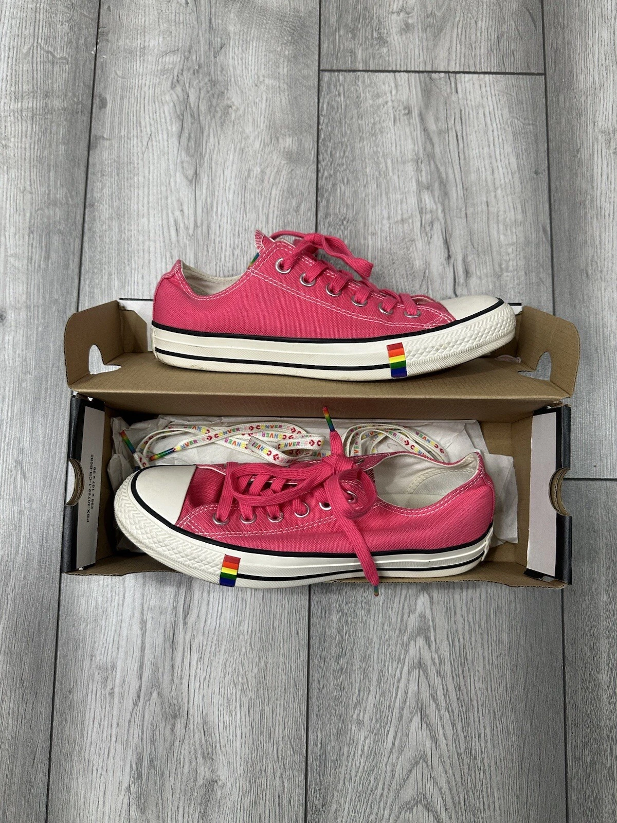 Converse All Star Low PRIDE rosa taglia UK 5 scatola e lacci di ricambio inclusi