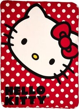 Hello Kitty "Polka Dot Kitty" Kids 45" x 60" Fleece Throw Blanket-AB008YNZXLQ8