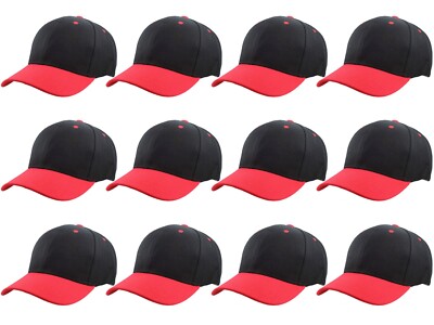 Plain Blank Solid Adjustable Baseball Cap Hats Bulk wholesale lot 12pcs